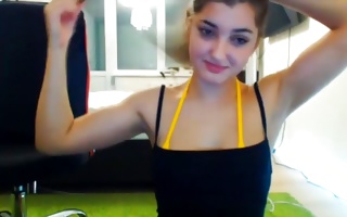 Badly behaved girlfriend filmed showing her anal plug via webcam